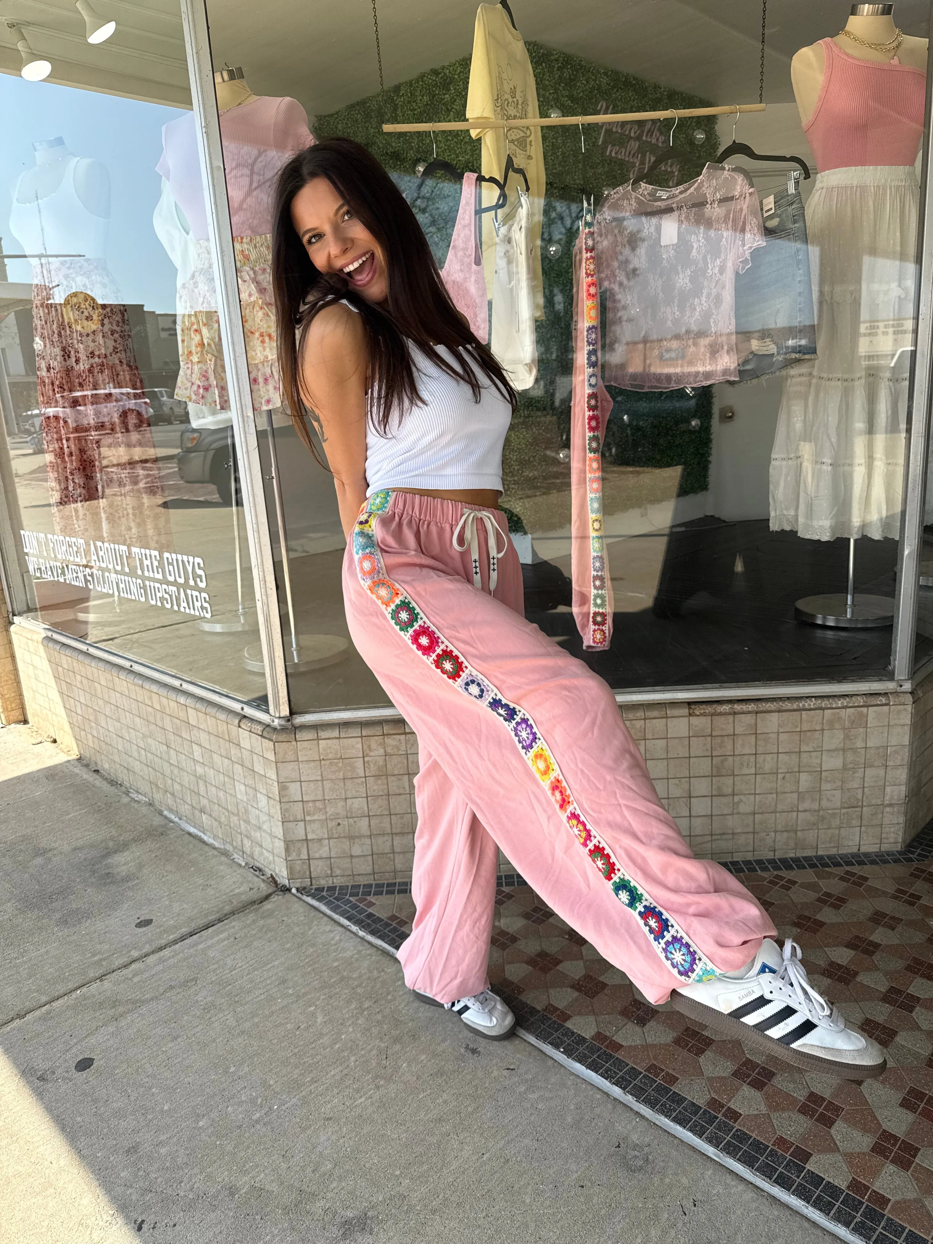 Peach Crochet Joggers