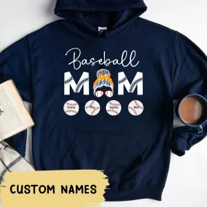 Personalized Baseball Mama Hoodie, Baseball Mom Crewneck with Kids Name, Custom Baseball Mom Hoodie, Birthday Gift For Mom, Sports Mama