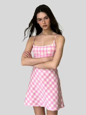 Pink Check Slip Dress
