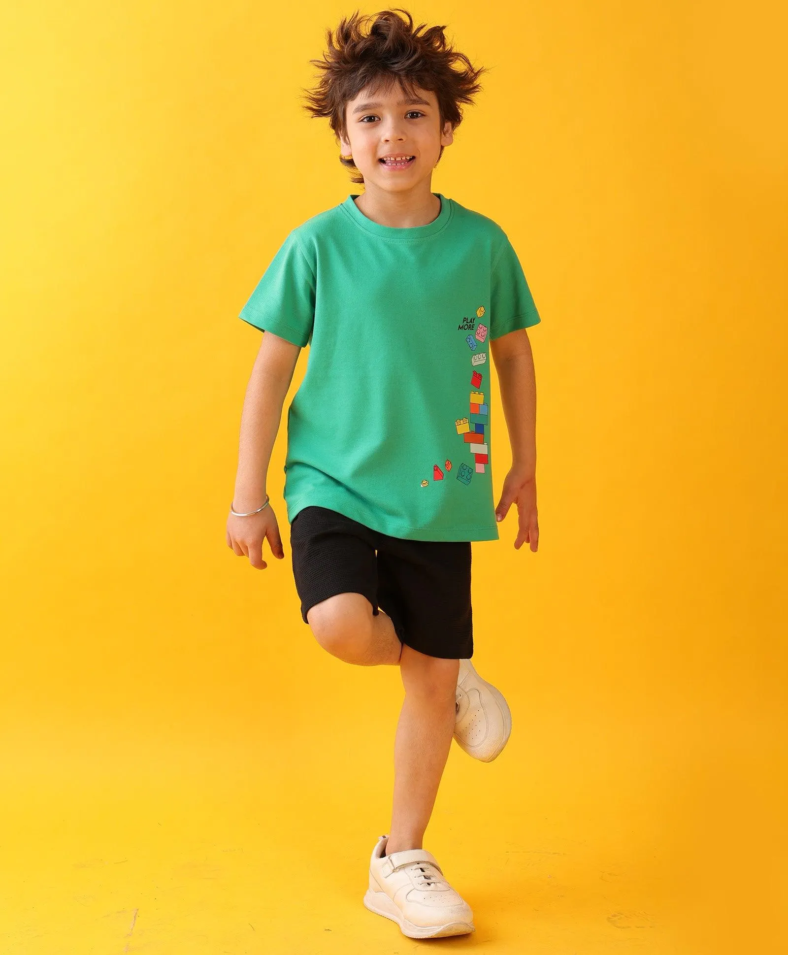 PLAYMORE BLACK BOYS SHORTS SET - GREEN/BLACK