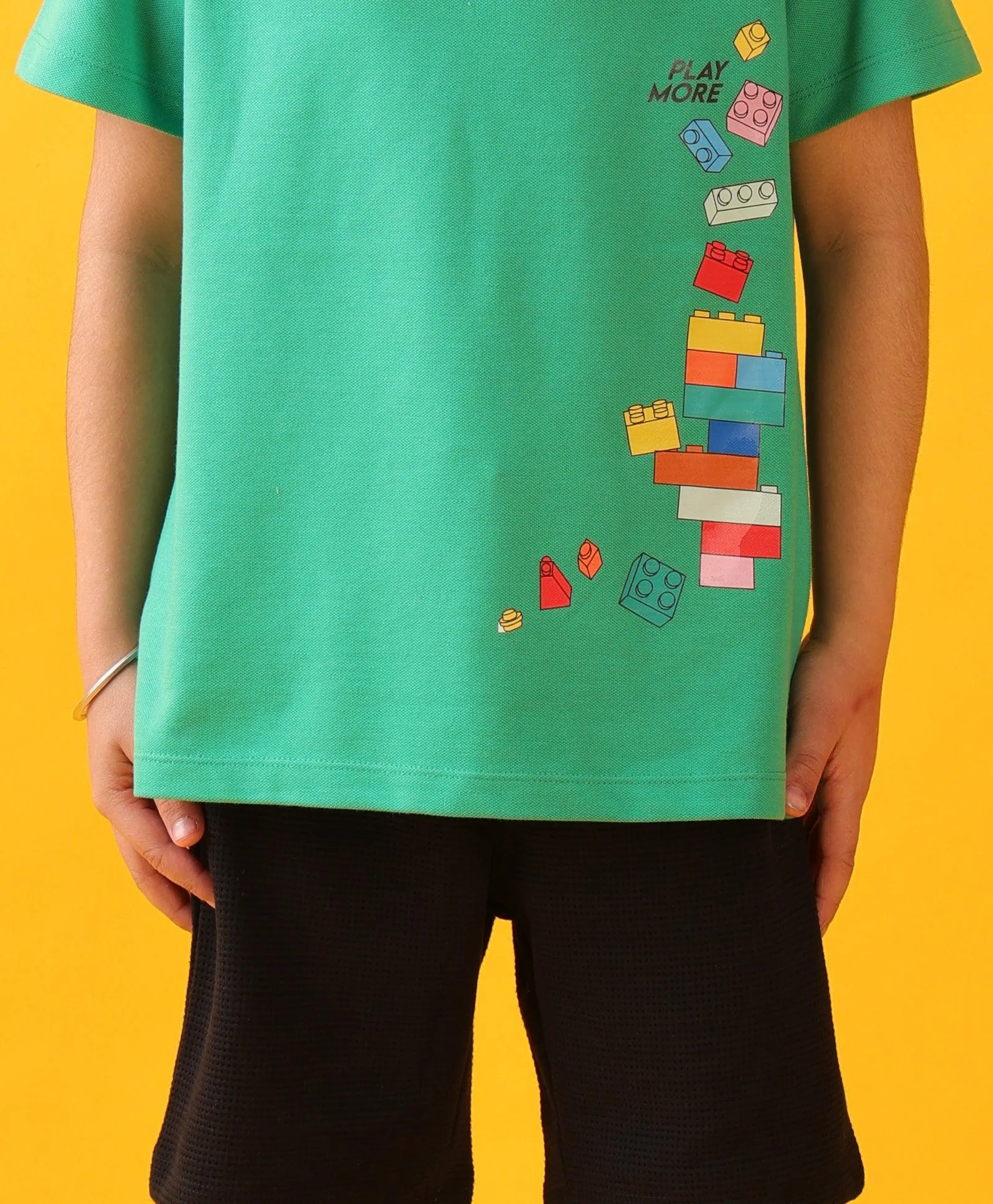PLAYMORE BLACK BOYS SHORTS SET - GREEN/BLACK