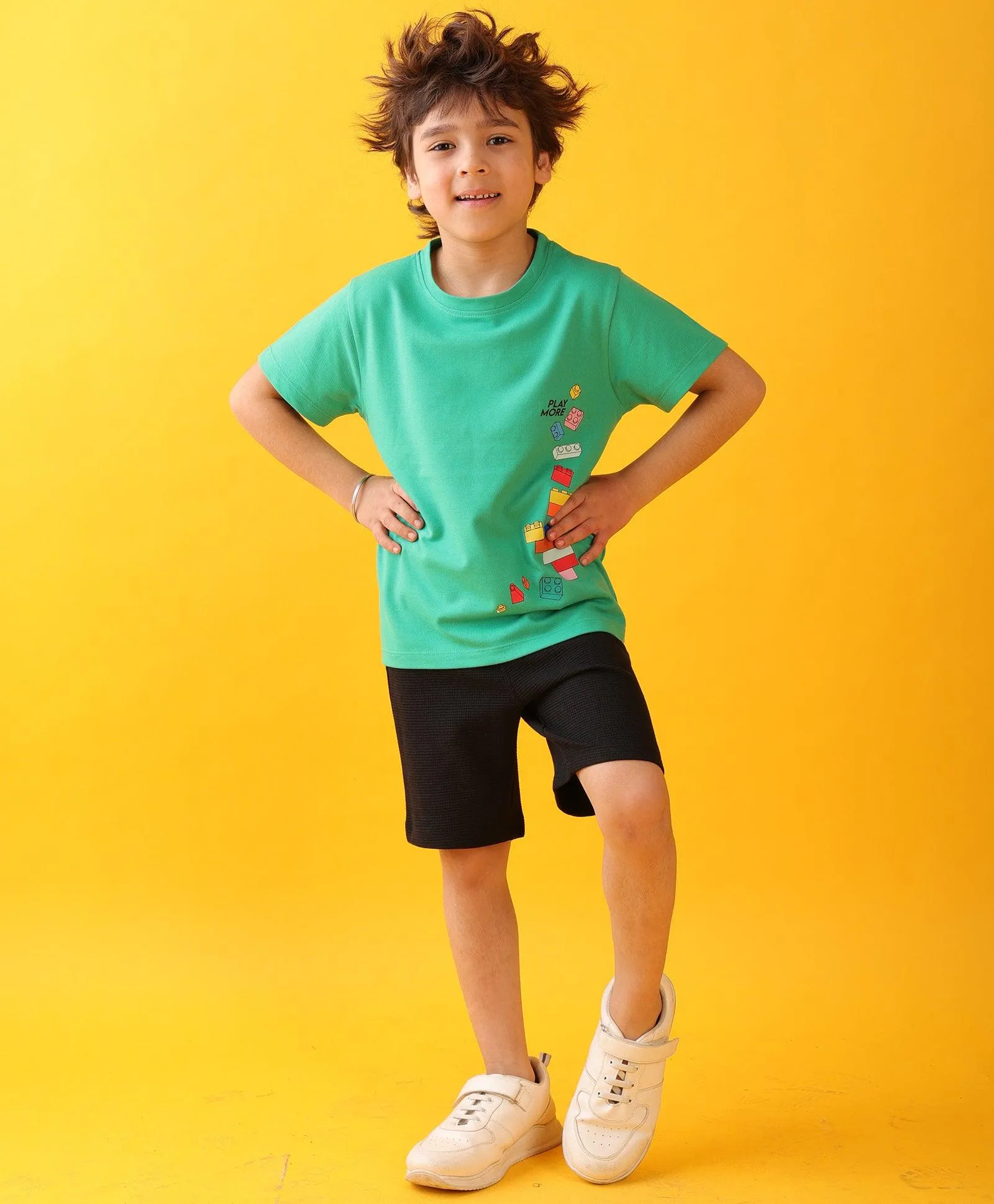 PLAYMORE BLACK BOYS SHORTS SET - GREEN/BLACK