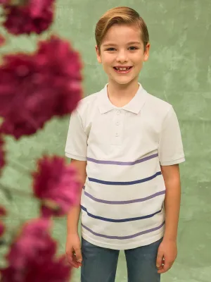 Polo Neck Striped Short Sleeve Boys T-Shirt