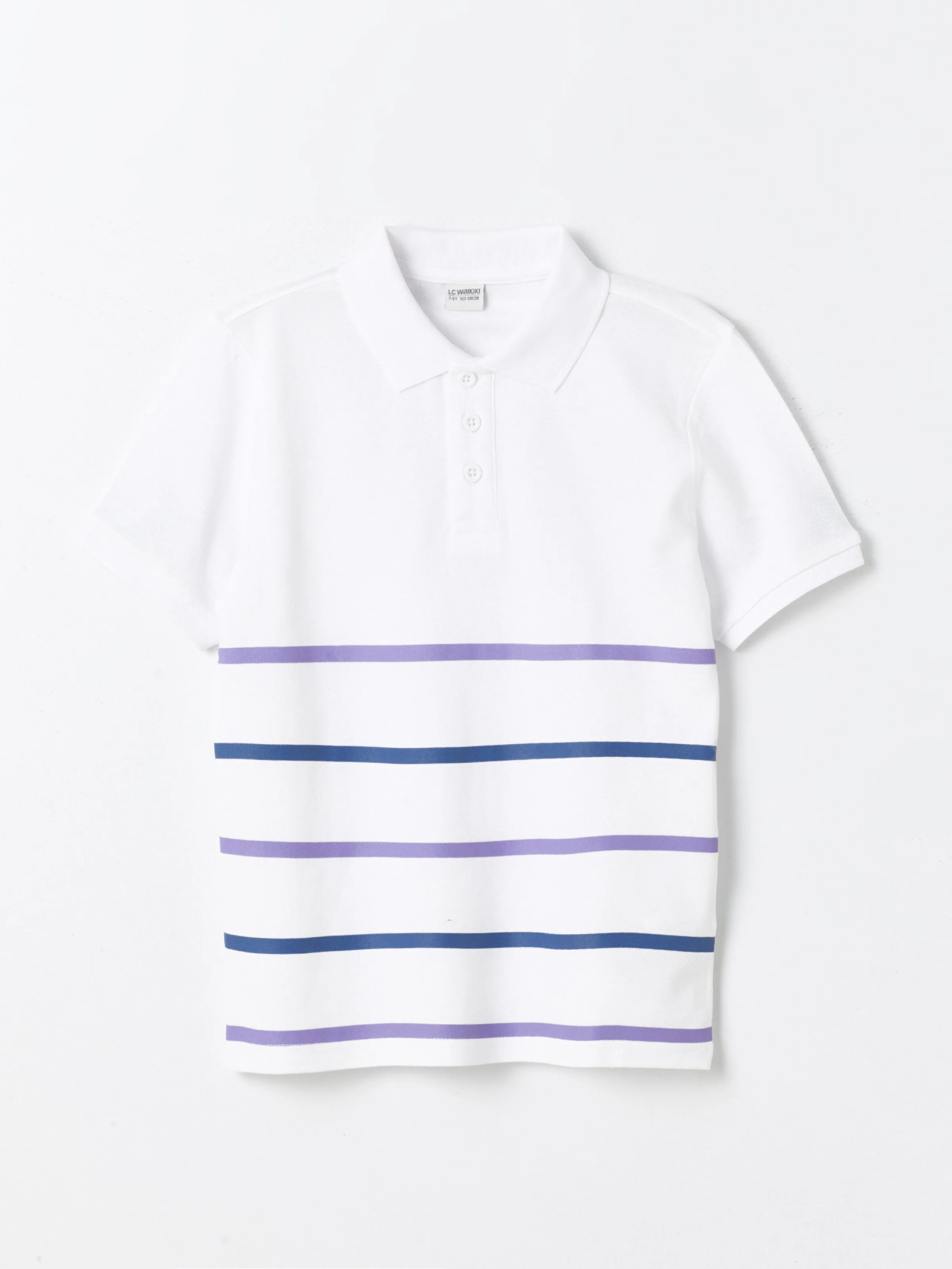 Polo Neck Striped Short Sleeve Boys T-Shirt
