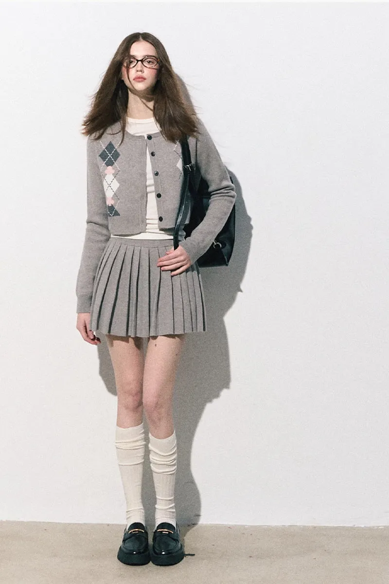 Preppy Knit Cardigan / Pleated Skirt