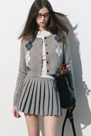 Preppy Knit Cardigan / Pleated Skirt