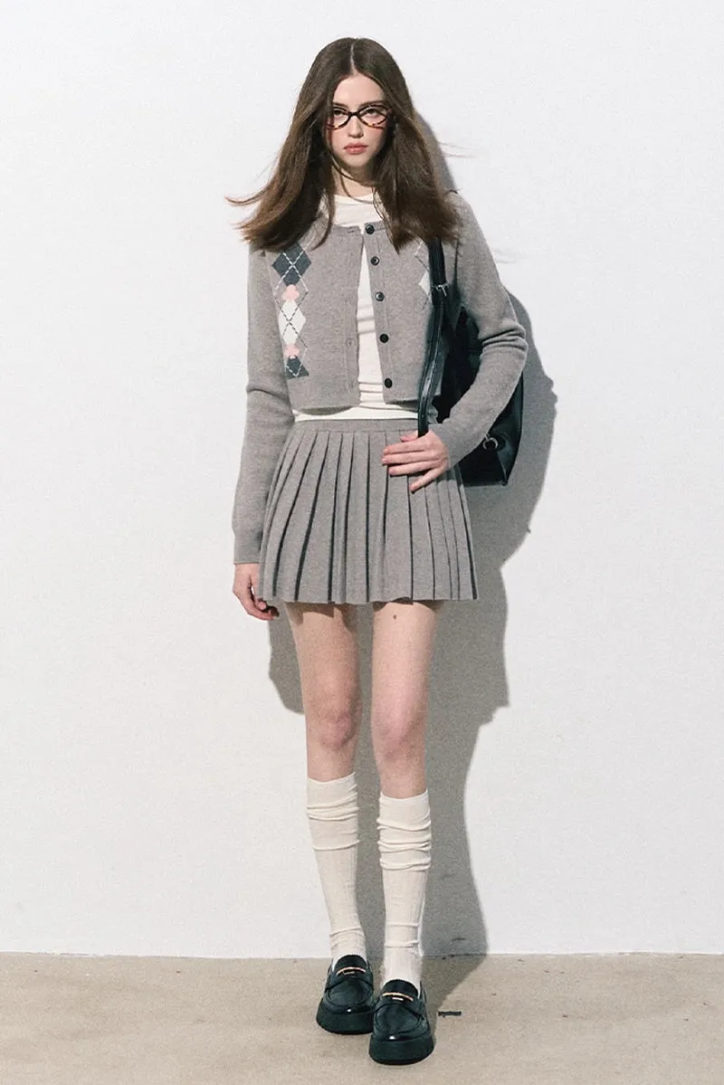 Preppy Knit Cardigan / Pleated Skirt