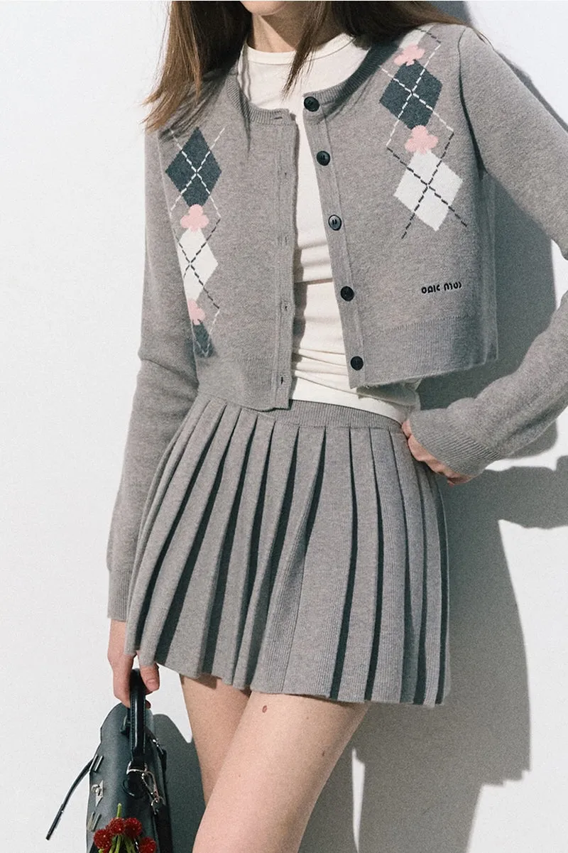 Preppy Knit Cardigan / Pleated Skirt