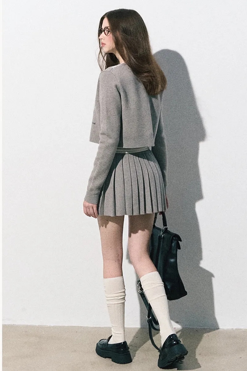 Preppy Knit Cardigan / Pleated Skirt