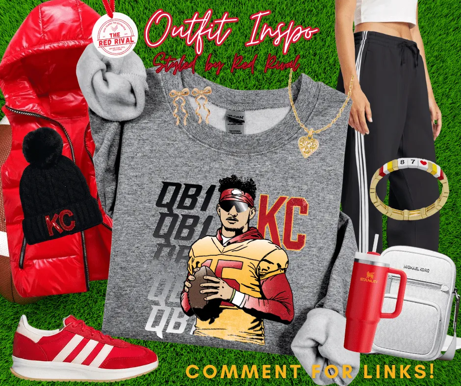 QB1 KC Mahomes Grey Tee or Sweatshirt