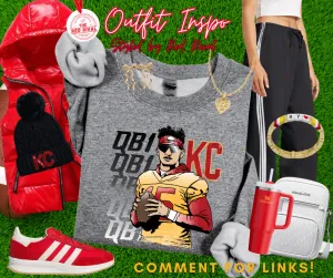 QB1 KC Mahomes Grey Tee or Sweatshirt