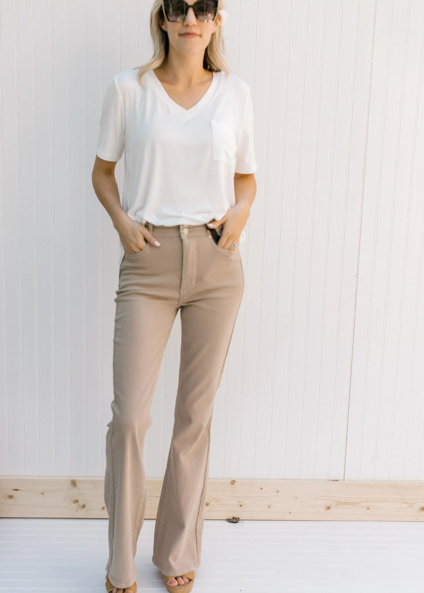 QX Judy Blue Hi Waisted Tummy Control Camel Pants