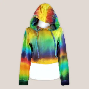 Rainbow Quartz Tie Dye Hoodie Crop Top