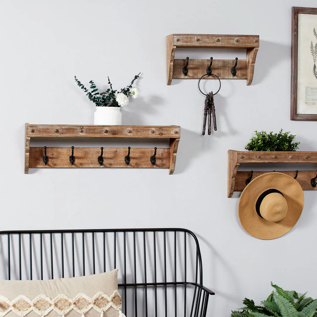 Rakhee Solid Wood 12 - Wall Mounted Coat Rack with Storage Foundry Select