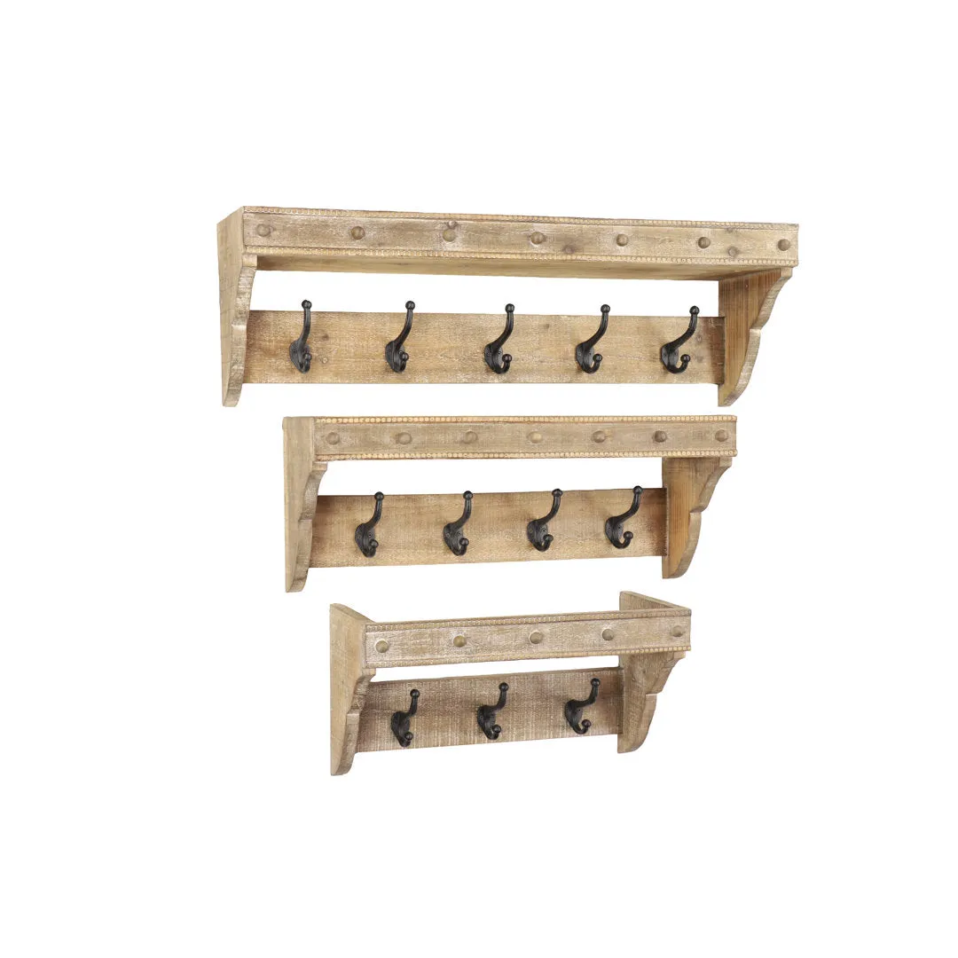 Rakhee Solid Wood 12 - Wall Mounted Coat Rack with Storage Foundry Select