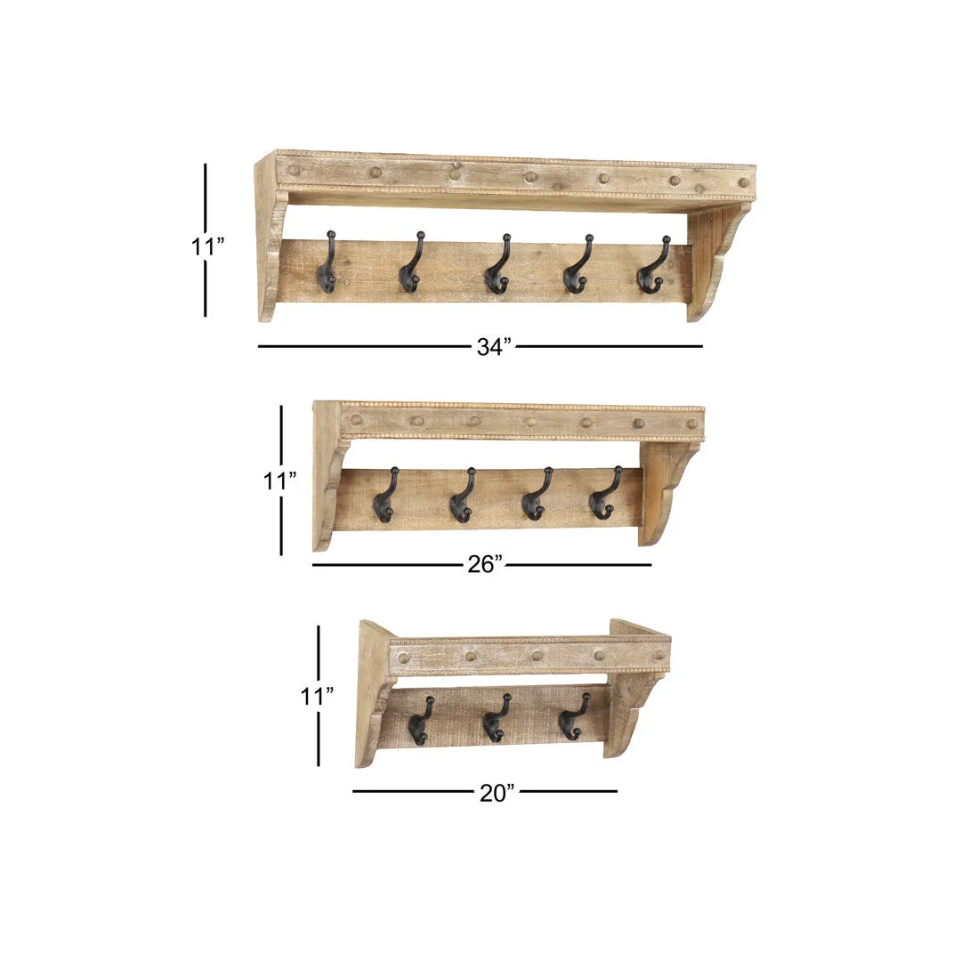 Rakhee Solid Wood 12 - Wall Mounted Coat Rack with Storage Foundry Select