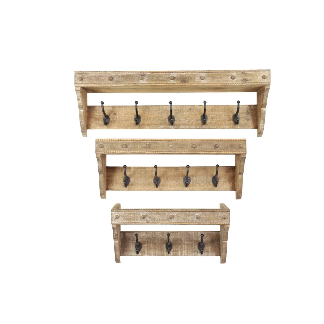 Rakhee Solid Wood 12 - Wall Mounted Coat Rack with Storage Foundry Select