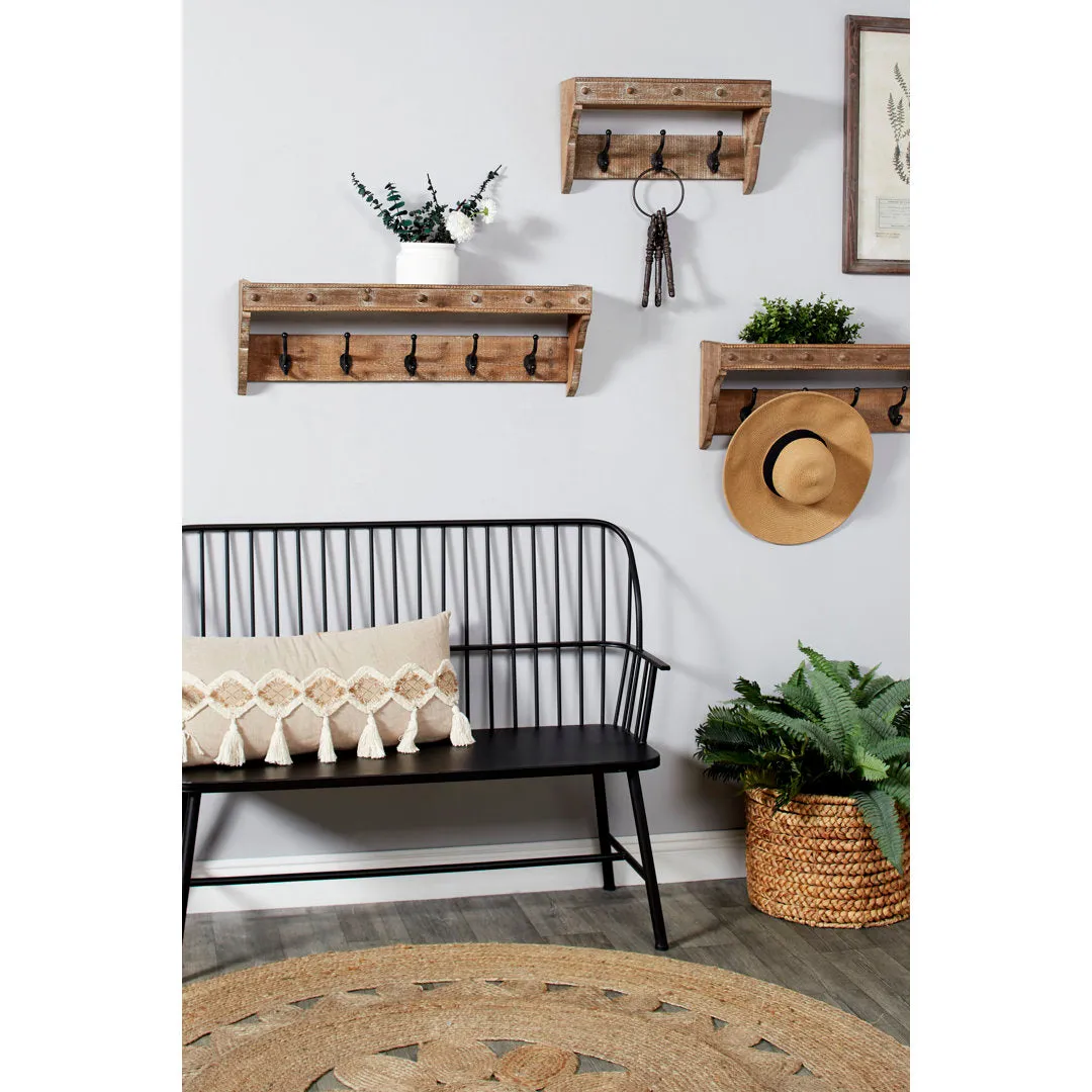 Rakhee Solid Wood 12 - Wall Mounted Coat Rack with Storage Foundry Select