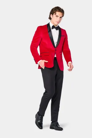 Red Velvet Shawl Lapel Tuxedo