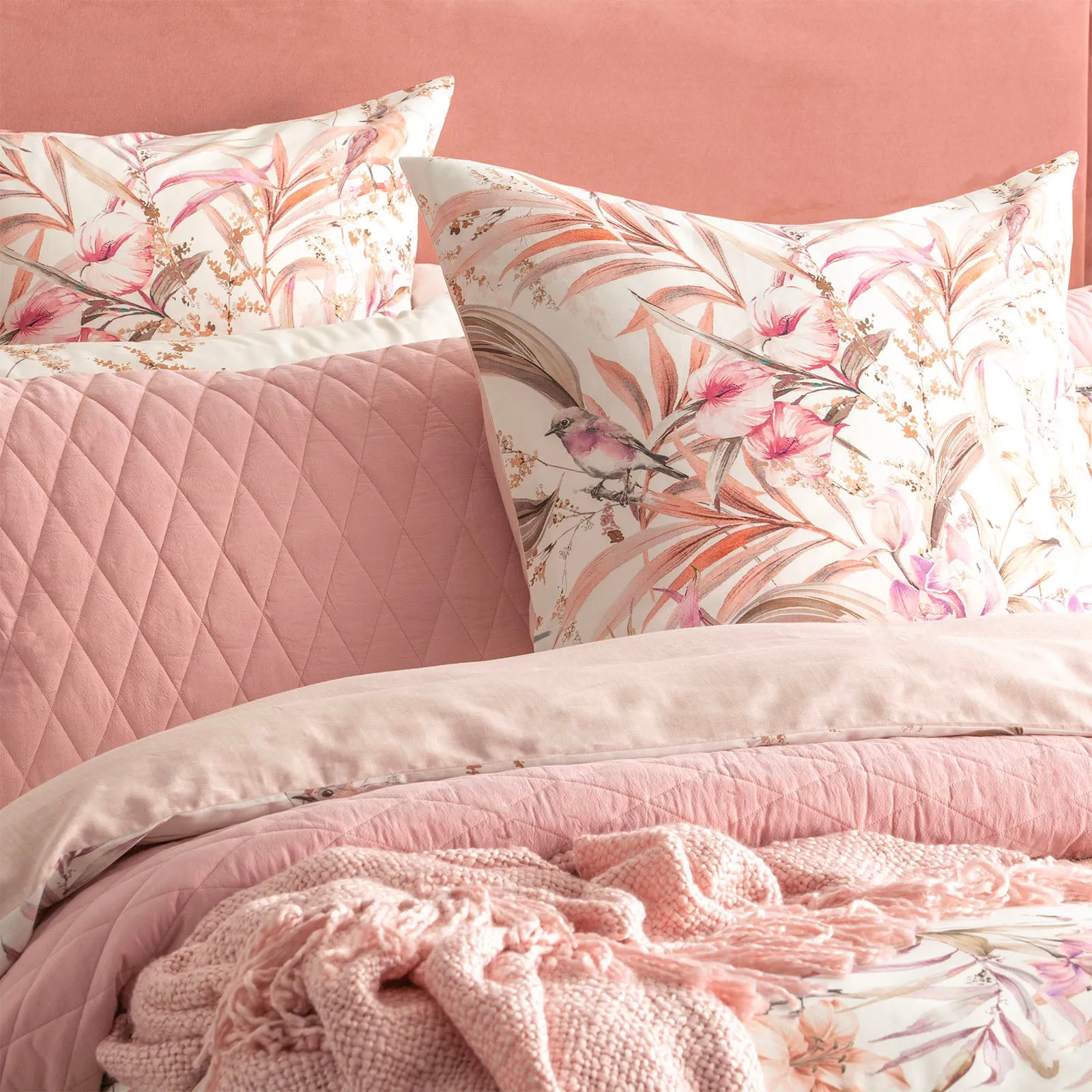 Renee Taylor 300 TC Cotton Reversible Quilt cover Set - Grevillea Chiffon