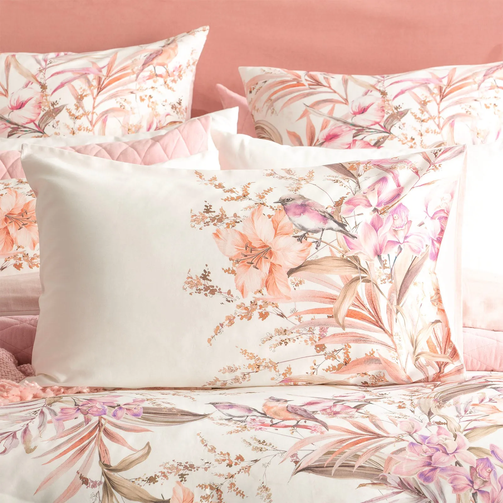 Renee Taylor 300 TC Cotton Reversible Quilt cover Set - Grevillea Chiffon