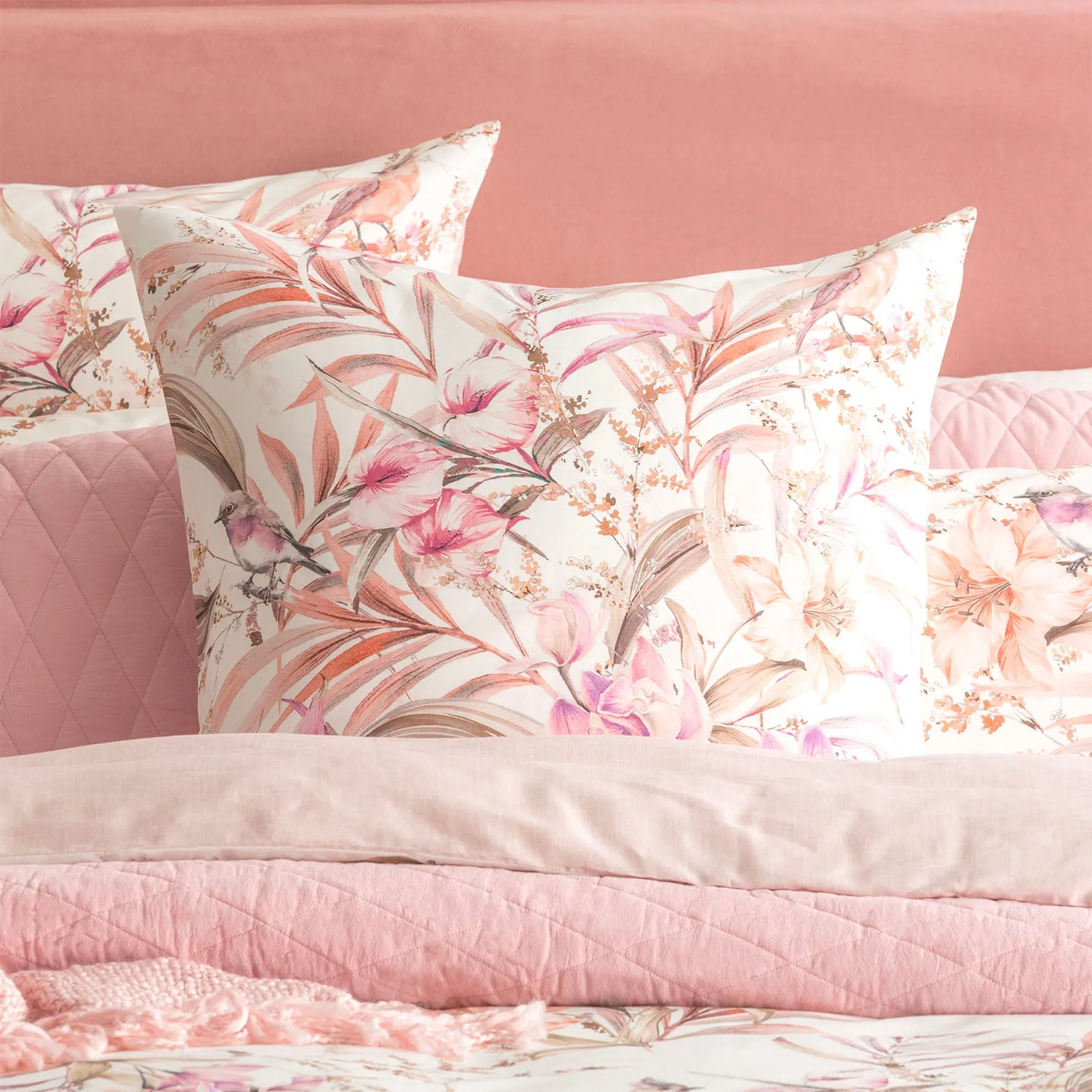 Renee Taylor 300 TC Cotton Reversible Quilt cover Set - Grevillea Chiffon