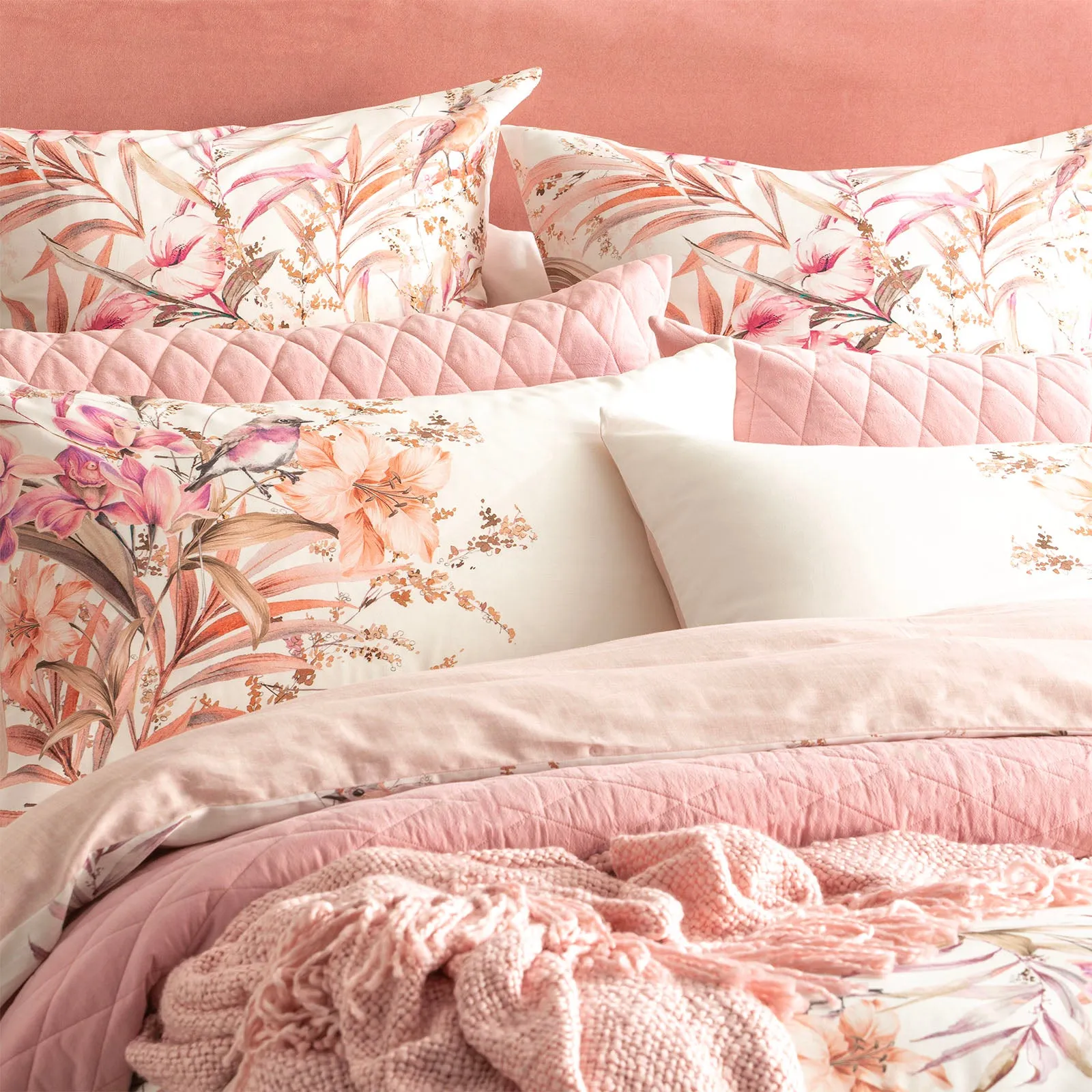 Renee Taylor 300 TC Cotton Reversible Quilt cover Set - Grevillea Chiffon