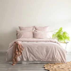 Renee Taylor Alison Yarn Dyed Cotton Reversible Quilt cover sets - Clay