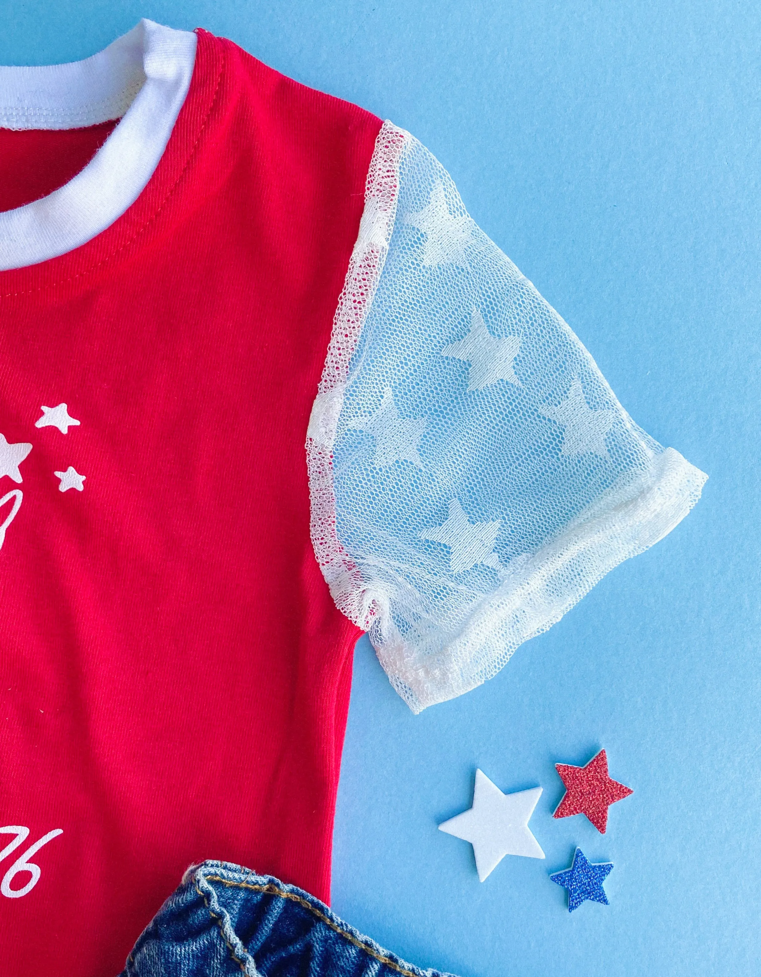 RESTOCK: land of the free tee - star mesh sleeves