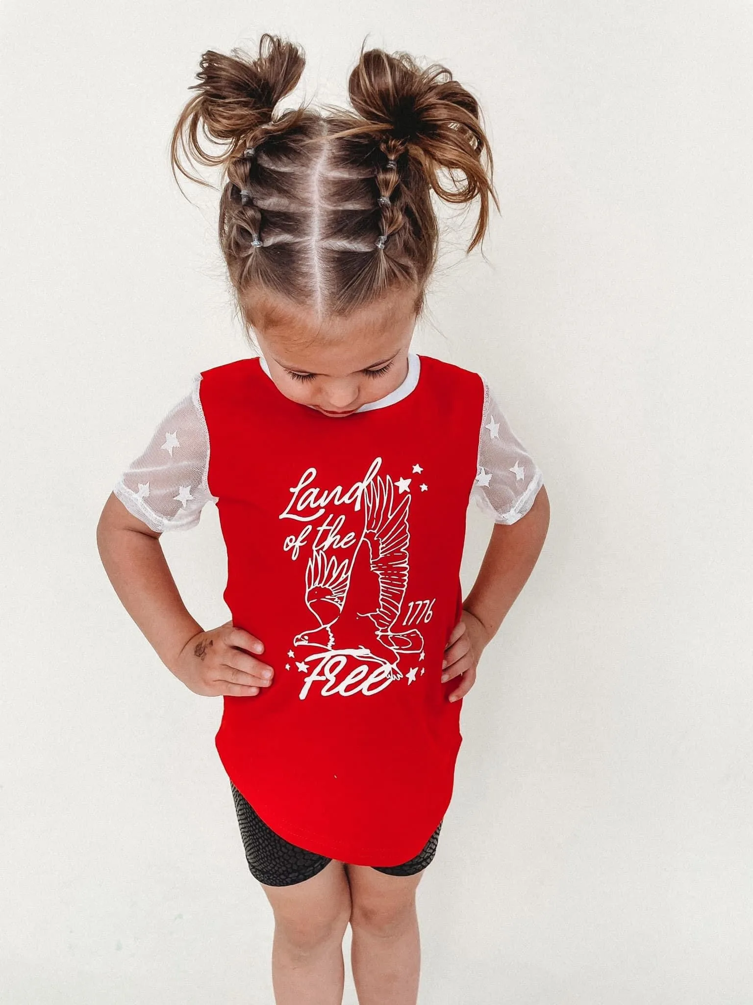 RESTOCK: land of the free tee - star mesh sleeves