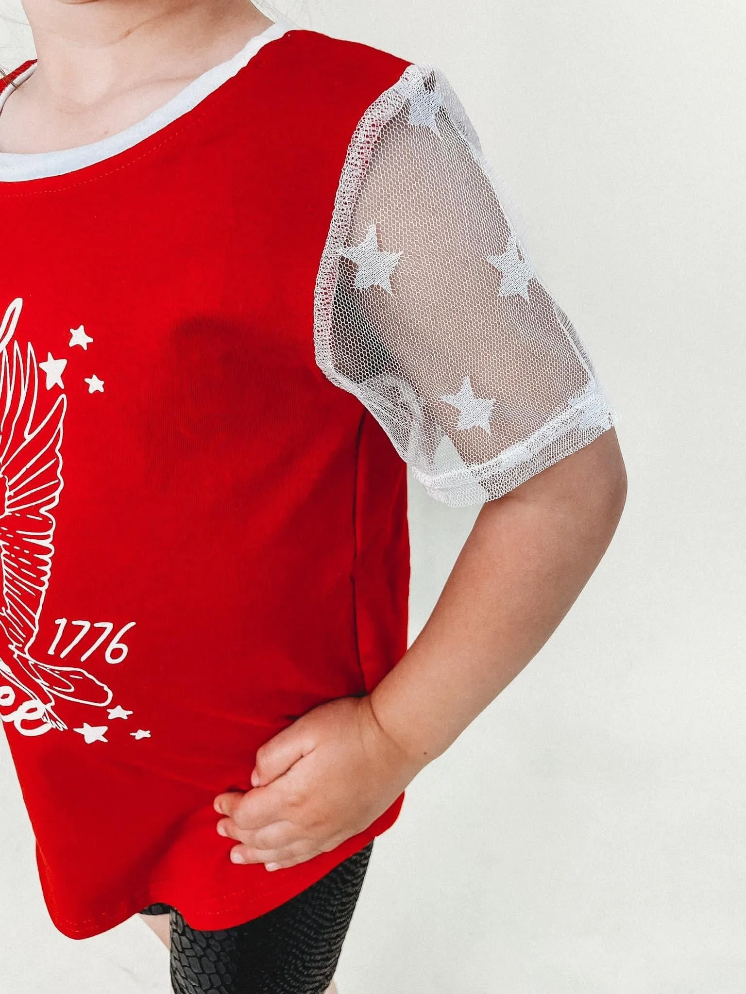 RESTOCK: land of the free tee - star mesh sleeves