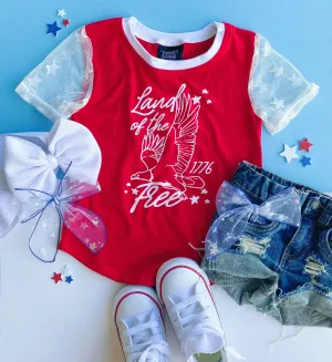 RESTOCK: land of the free tee - star mesh sleeves