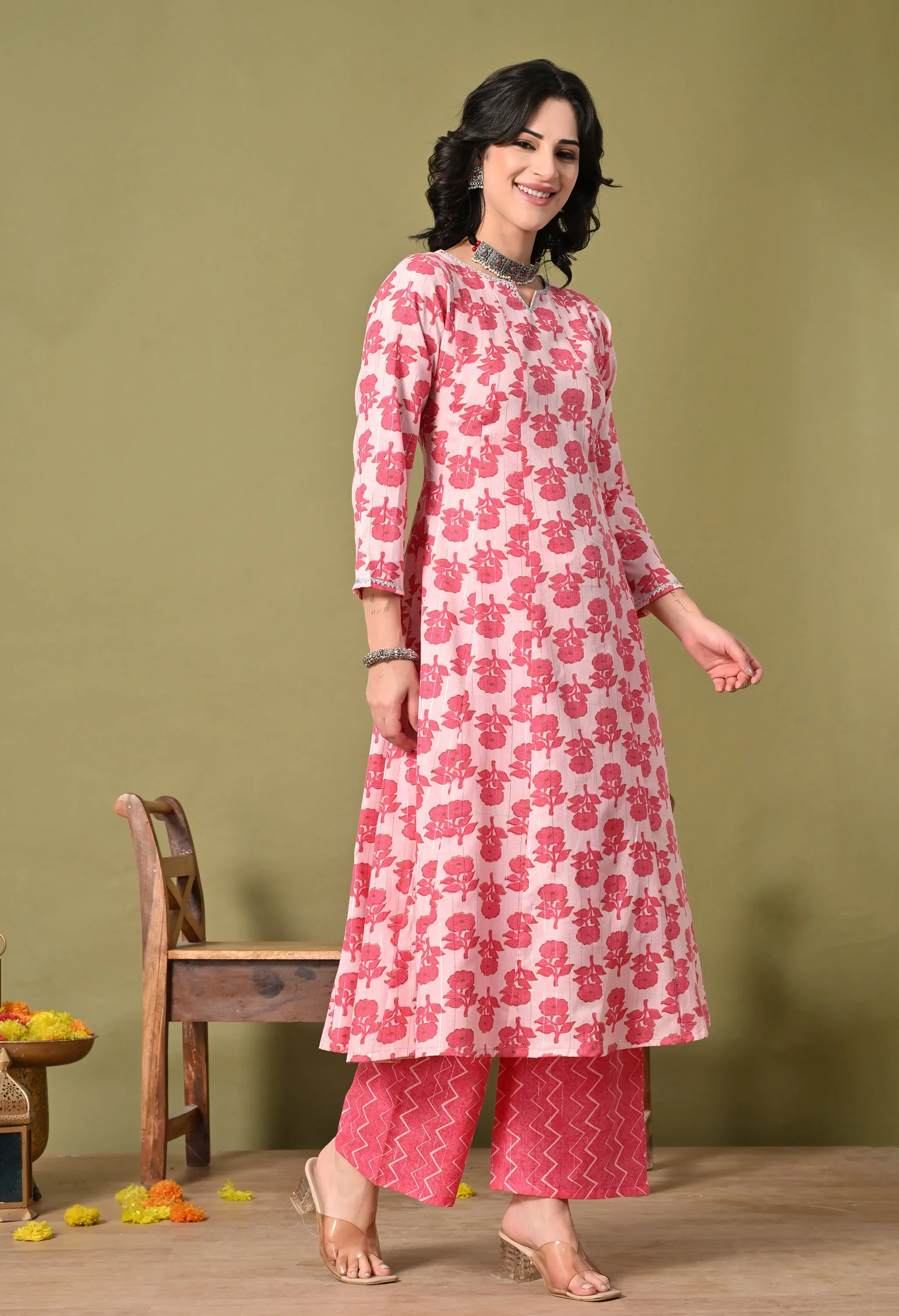 Rosy Raga Cotton Suit Set