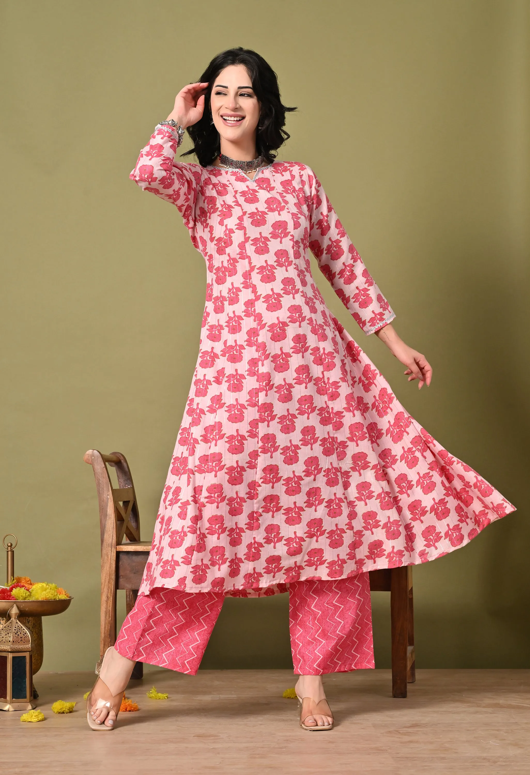 Rosy Raga Cotton Suit Set