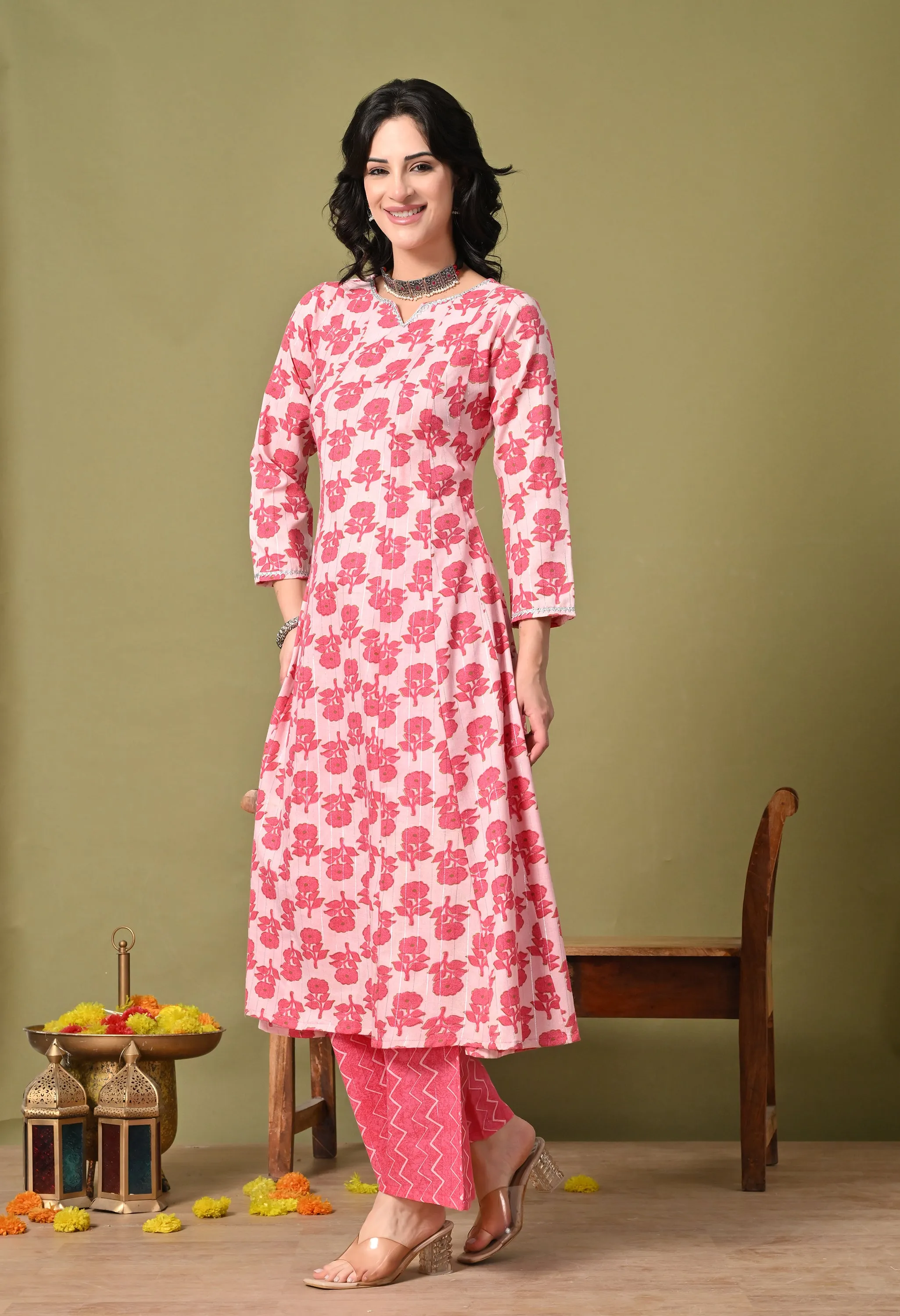 Rosy Raga Cotton Suit Set