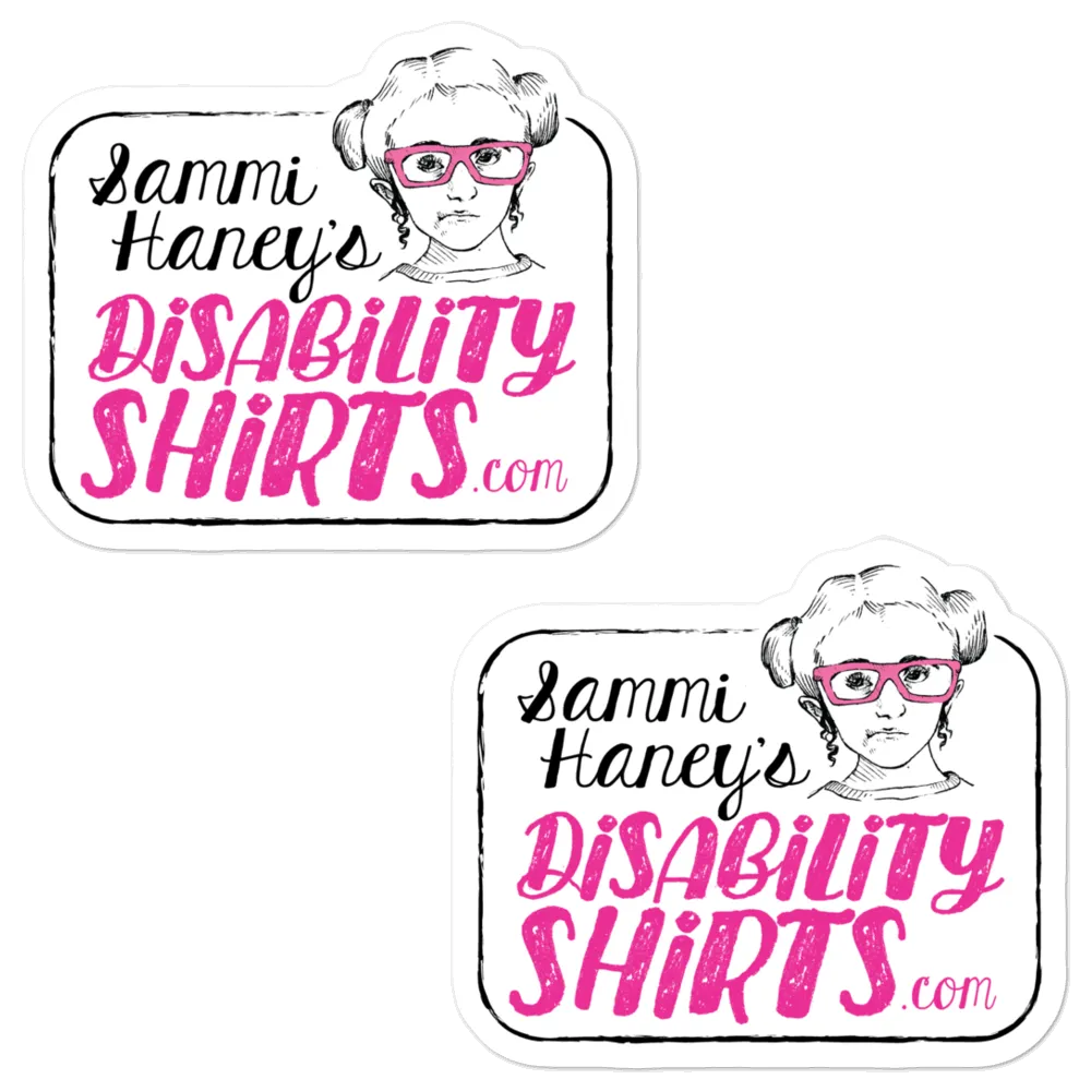 Sammi Haney's DisabilityShirts.com Logo 2X 1/2 Size Stickers