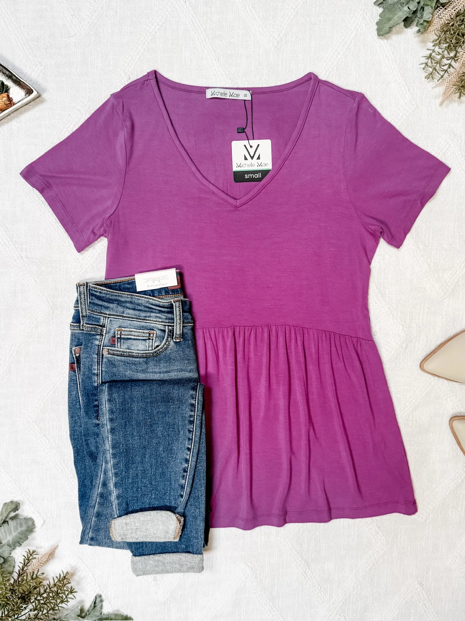 Sarah Ruffle Short Sleeve - Orchid
