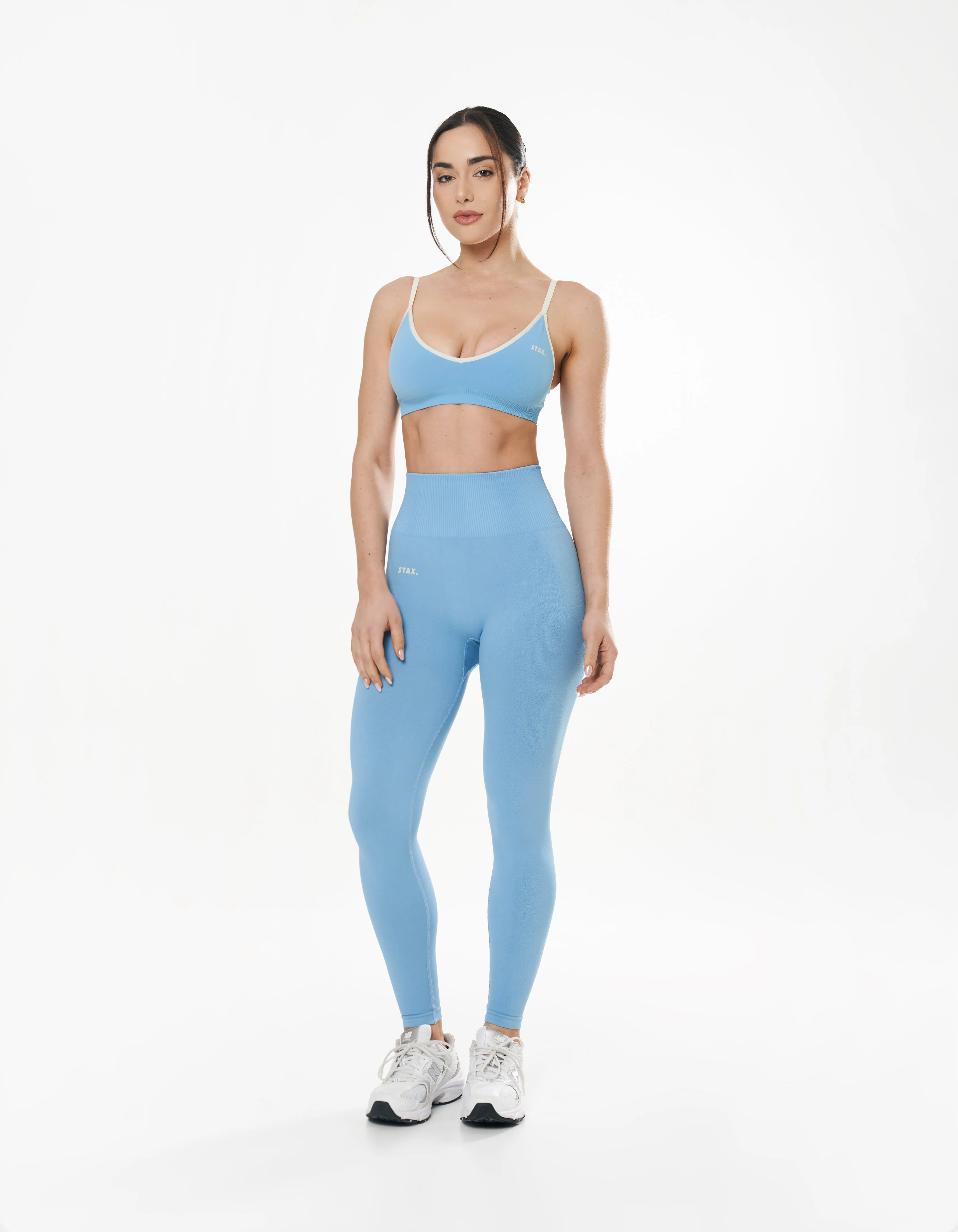 Seamless Kic Bralette - Blue/Cream
