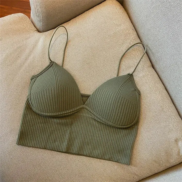Sexy Solid Color Wireless Padded Bralette Vest