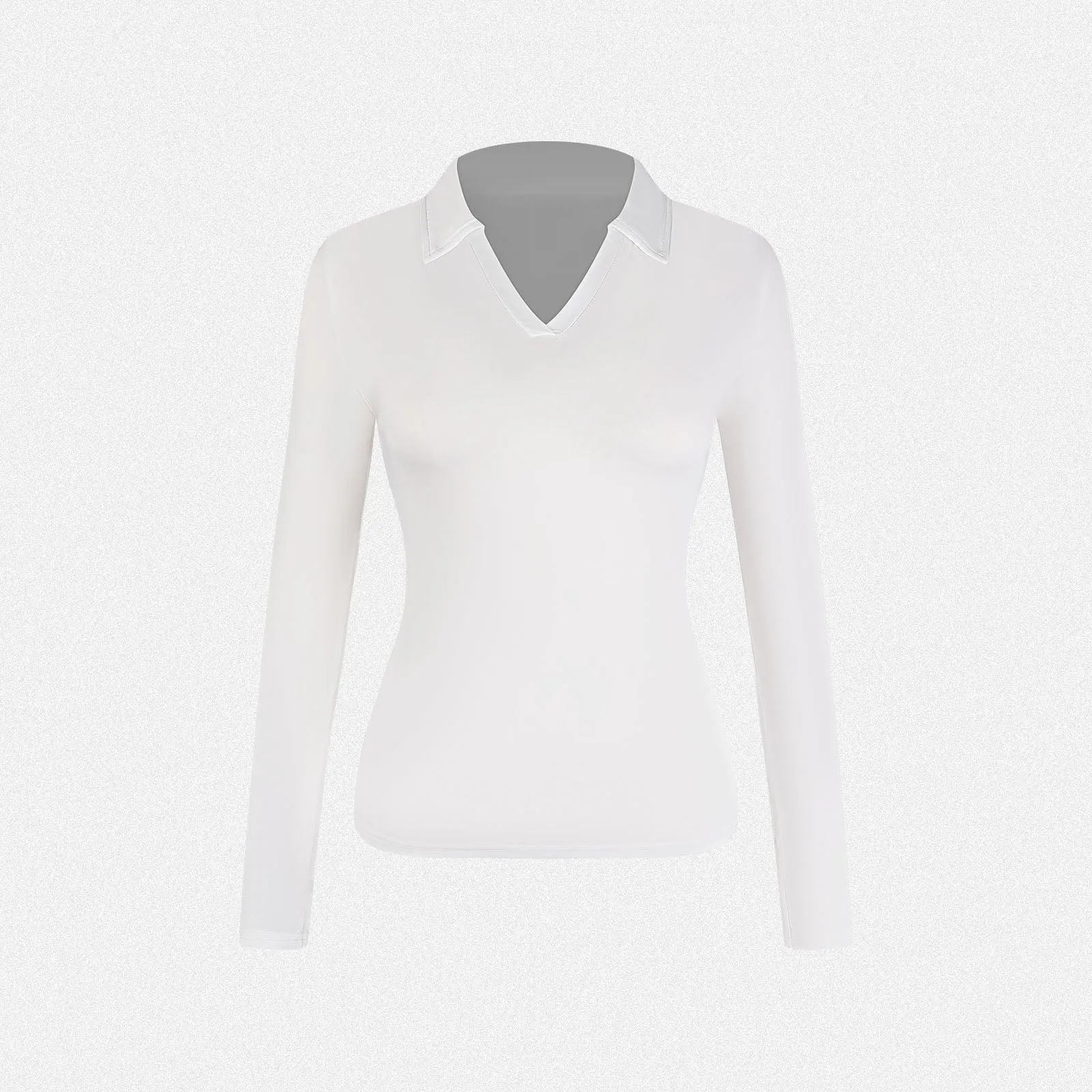 Shaperin Long Sleeve Golf Polo Shirt Collared V Neck Top