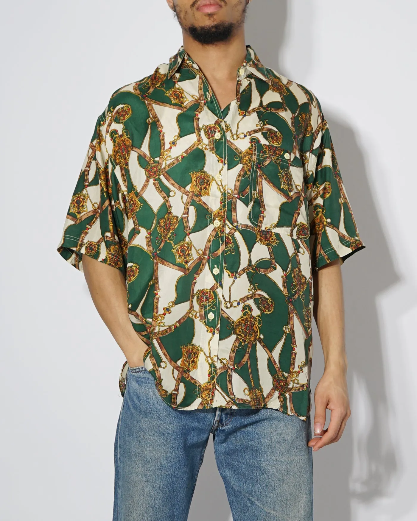 Silk Shirts Short Sleeve Patterned