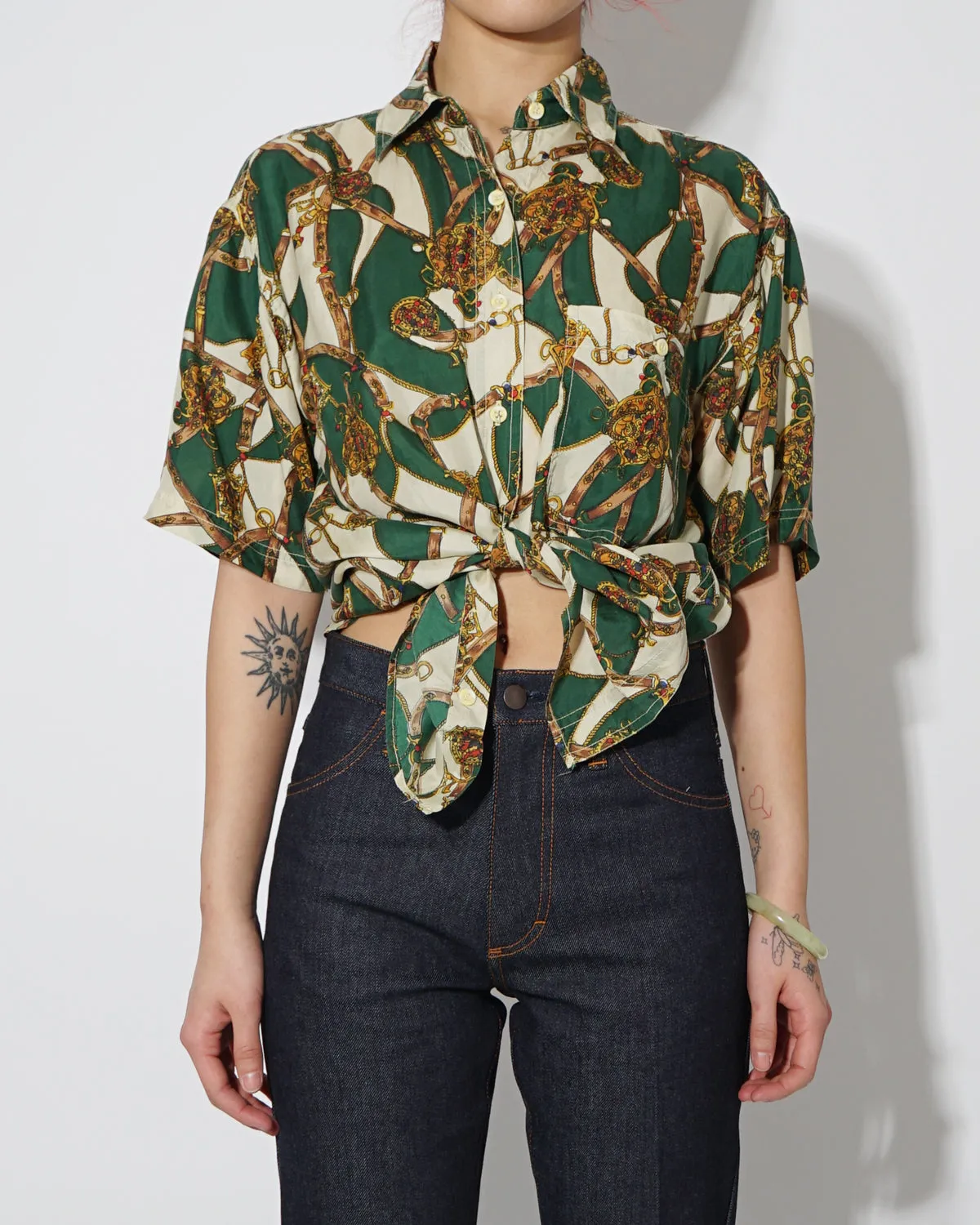 Silk Shirts Short Sleeve Patterned