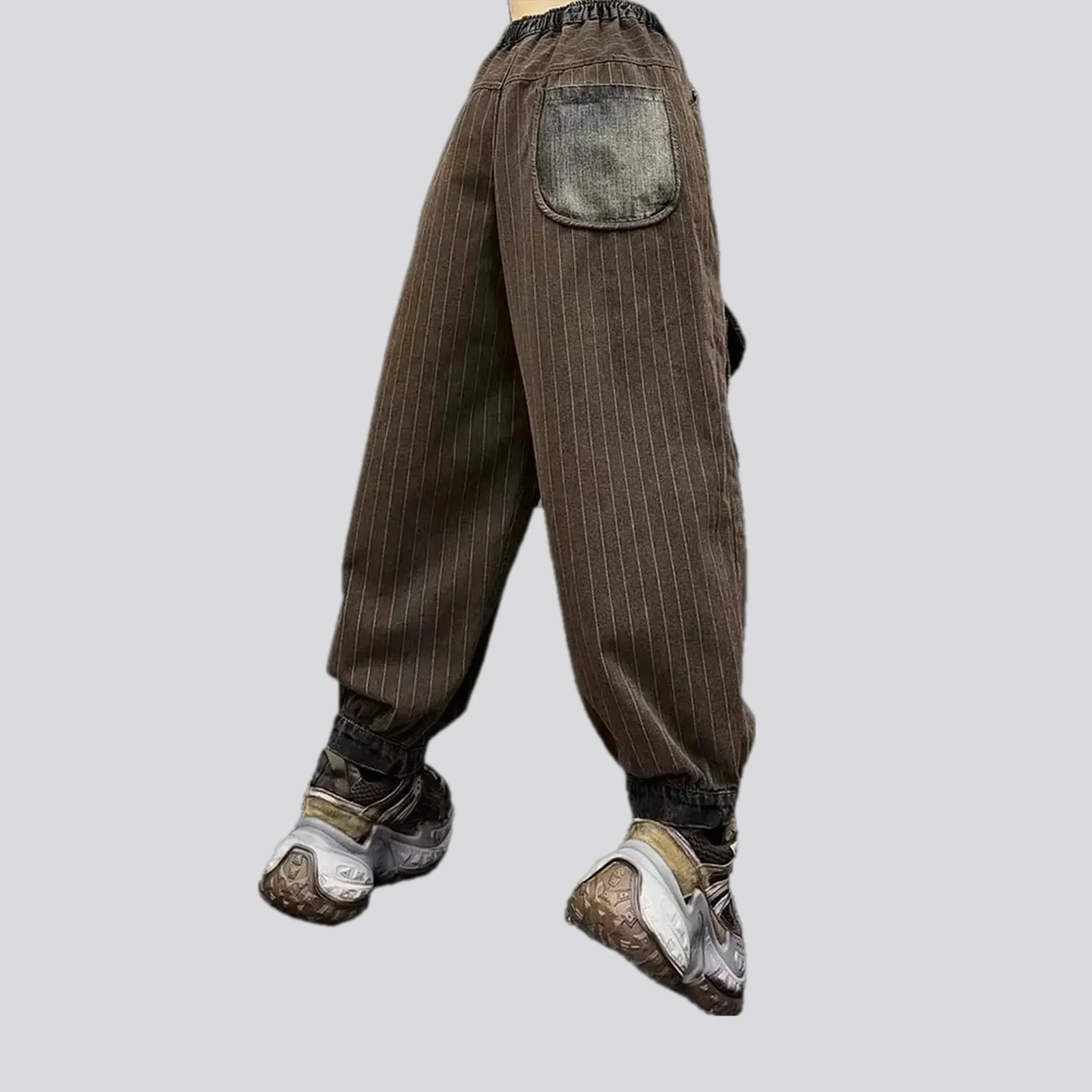 Slouchy boho striped women's jeans joggers