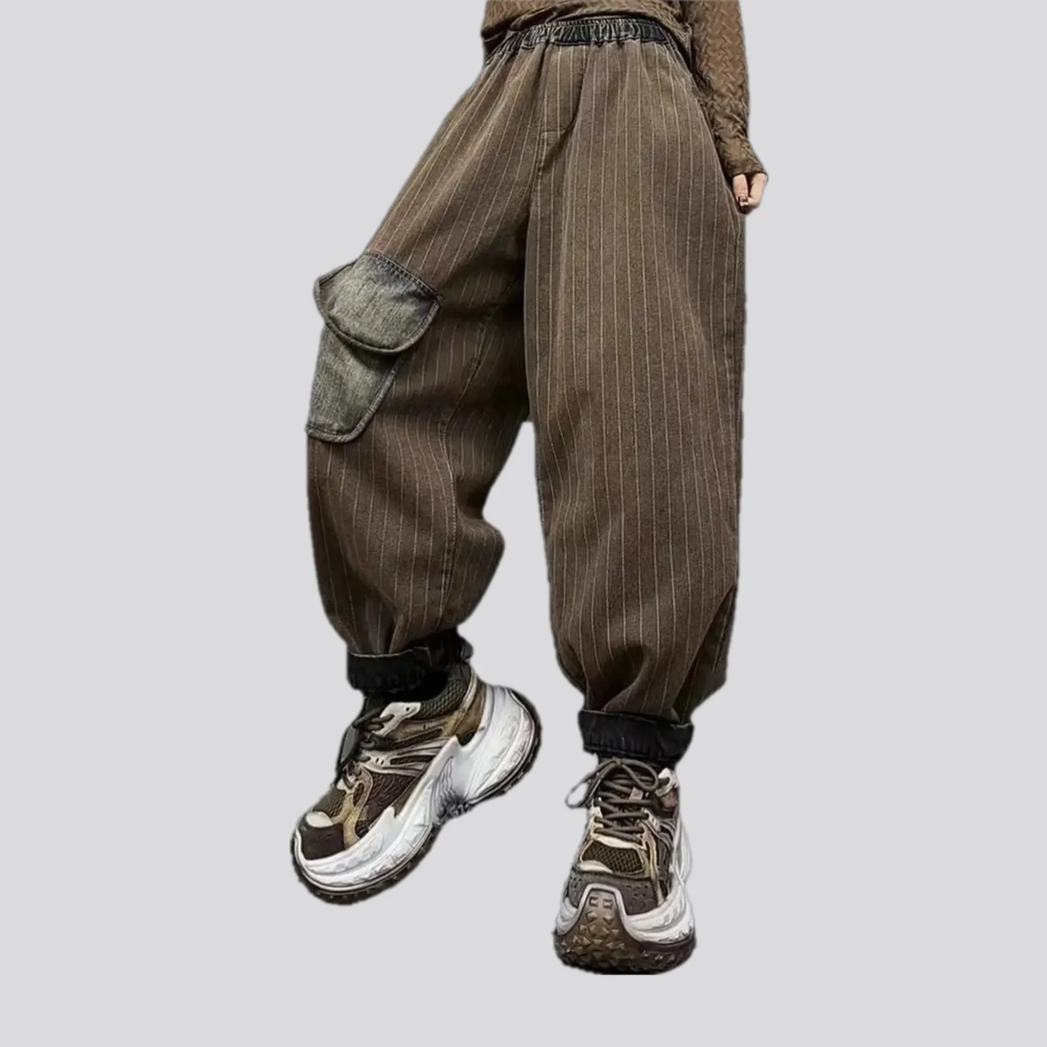 Slouchy boho striped women's jeans joggers