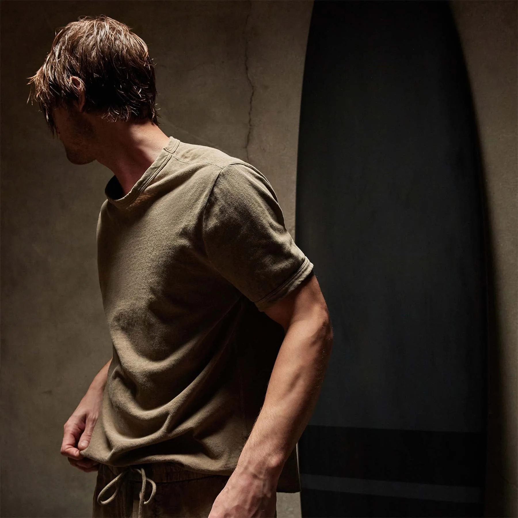 Slub Jersey Short Sleeve Crew - Cashew Pigment