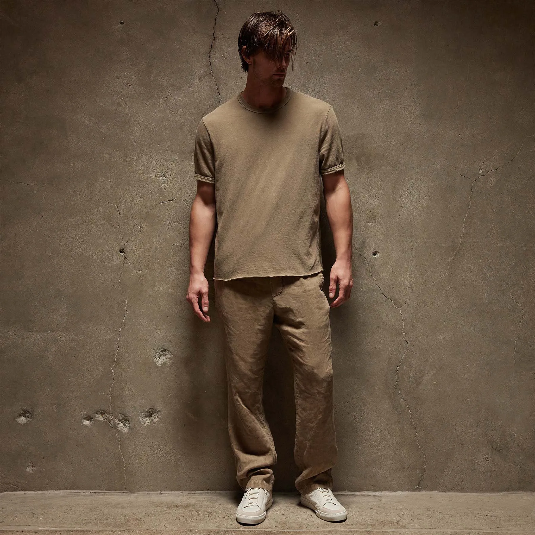 Slub Jersey Short Sleeve Crew - Cashew Pigment
