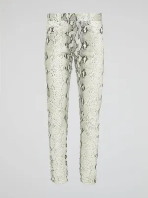 Snake Print Skinny Trousers