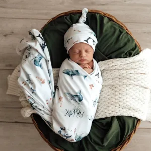 Snuggle Hunny Baby Jersey Wrap & Beanie Set - Ocean