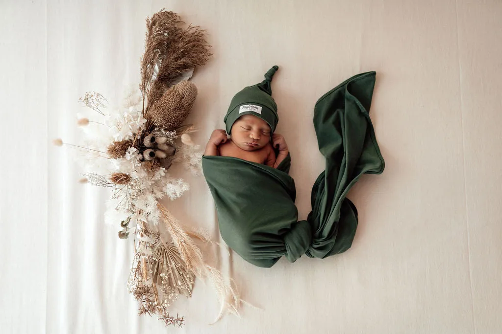 Snuggle Hunny Baby Jersey Wrap & Beanie Set - Olive