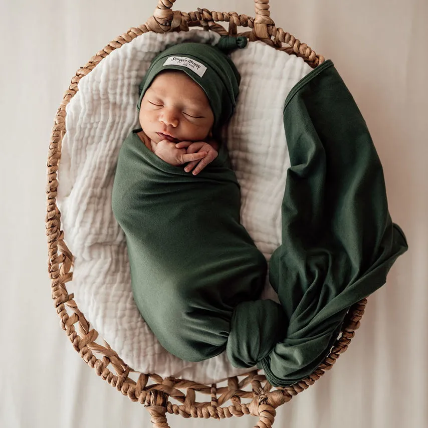 Snuggle Hunny Baby Jersey Wrap & Beanie Set - Olive